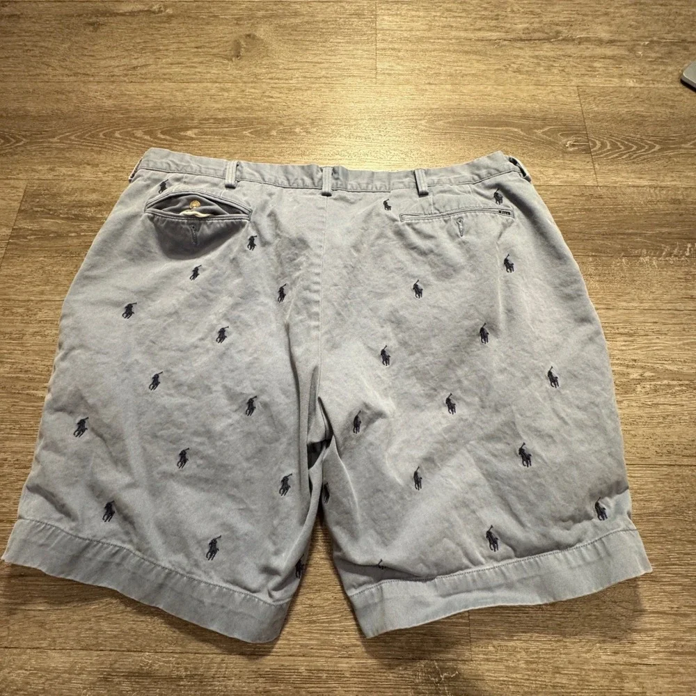 Polo Ralph Lauren Shorts Mens 42 Blue Cotton Embroidered Pony AOP 9.5